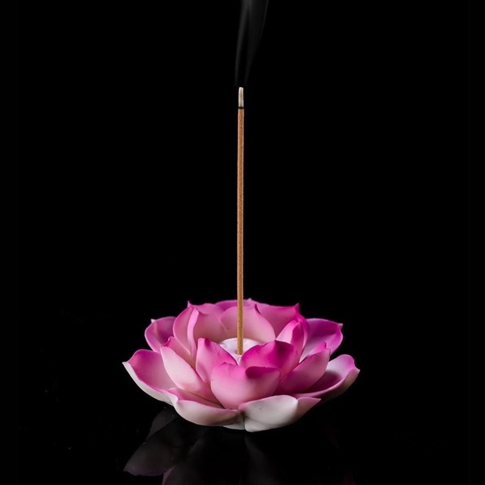 Ceramic Incense Burner Flower Design Lotus Aromatherapy Stand Incense Burning Tray Office Use
