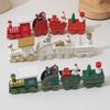 Christmas Train Decoration Wooden Festive Mini Train Ornament Xmas Train Centerpiece for Mantel Dining Table Happy New Year Gift