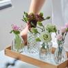 INS мини свадебная стеклянная ваза для цветов с тиснением в стиле ретро, ​​прозрачная ваза для гидропоники, настольные украшения, украшение для дома