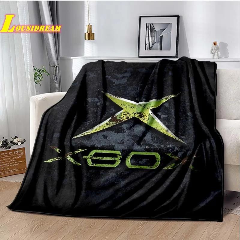 Плед XBOX с принтом и логотипом игрового контроллера Мягкий Удобный для кровати дивана детской комнаты Декор Идеальный подарок на день рождения