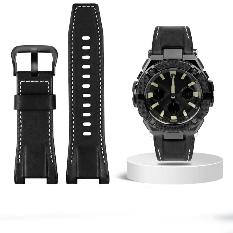 Ремешок для часов Casio GST-S100G / S110 / S130L / W100G / W110 / 210B / 400G / 410 / Браслет 26*14 мм Мужской кожаный ремешок