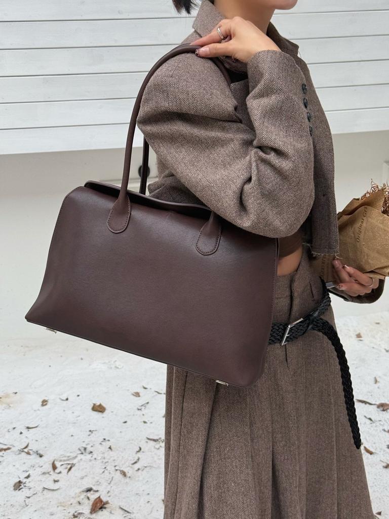 Новая сумка-тоут из кожи, женская мода, ретро-портфель, кожаная сумка подмышкой, большая вместимость, сумка на плечо для поездок на работу