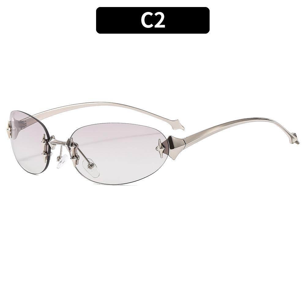 Women's Sunglasses, Star Rimless Sunglasses, Men's and Women's Retro Oval Sunglasses.