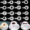 Hot 16Pcs/Set Fashion Creative Cappuccino Coffee Barista Stencils Template Strew Pad Duster Spray Tools Sale