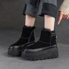 2024 Женская обувь Ботинки женские с боковой молнией Модные повседневные ботинки с круглым носком Женская зимняя обувь на бархатной платформе для женщин