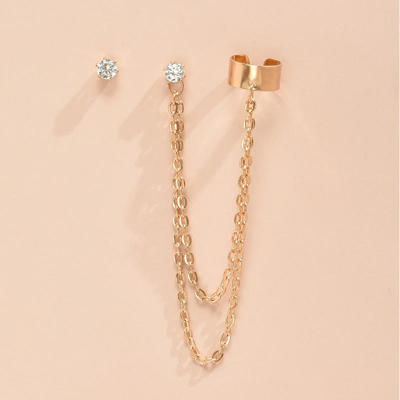 1 шт. Новая модная богемная серьга-клипса для подростков, женщин, мужчин, простая, имитация хряща, длинная цепочка с кисточкой, кафф для уха, циркон