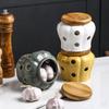 Белая керамическая банка для хранения чеснока с крышкой, изысканная полая банка для хранения чеснока и имбиря, абажур для свечей, бытовая коробка для конфет