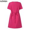 VONDA Женское летнее повседневное тонкое платье с круглым вырезом и коротким рукавом в горошек