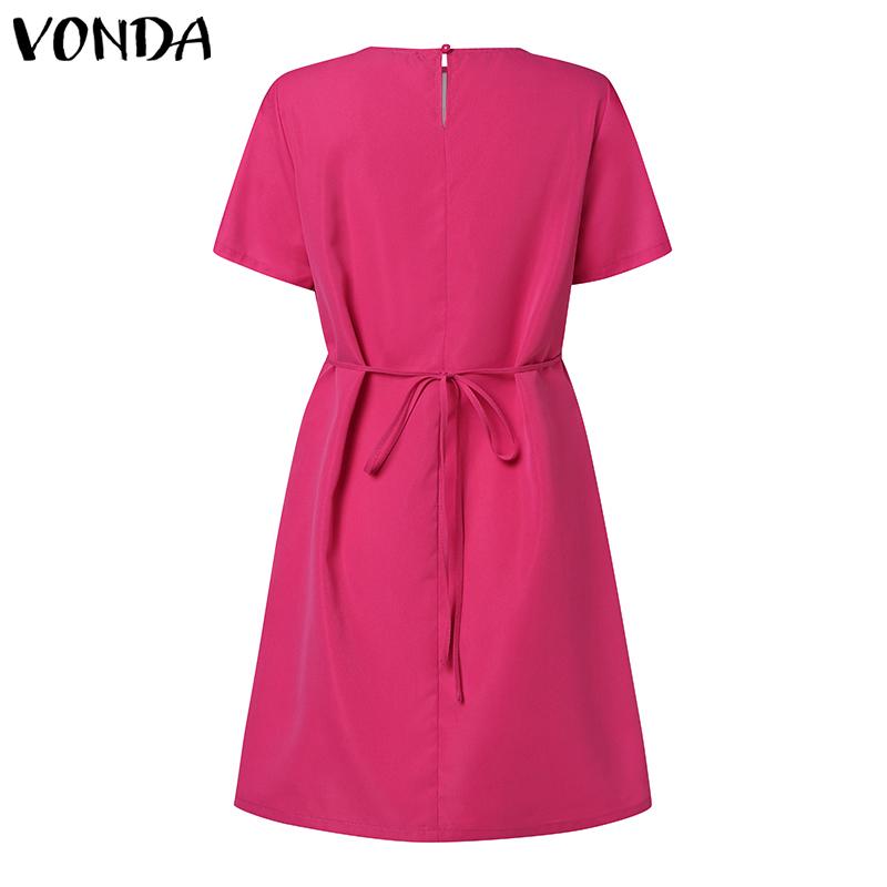 VONDA Женское летнее повседневное тонкое платье с круглым вырезом и коротким рукавом в горошек