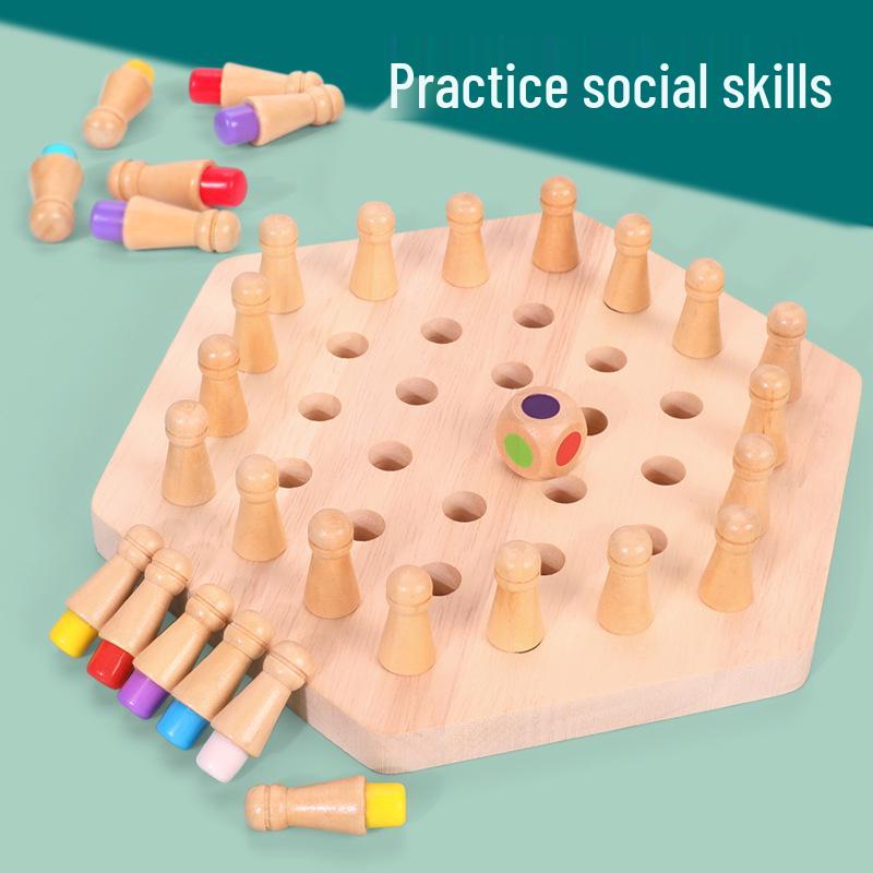 Educational Wooden Memory Chess Toy for Kids: Enhances Focus and Parent-Child Interaction