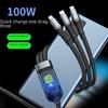 Jike 100W Transparent 3-in-1 Smart Flash Charging Cable