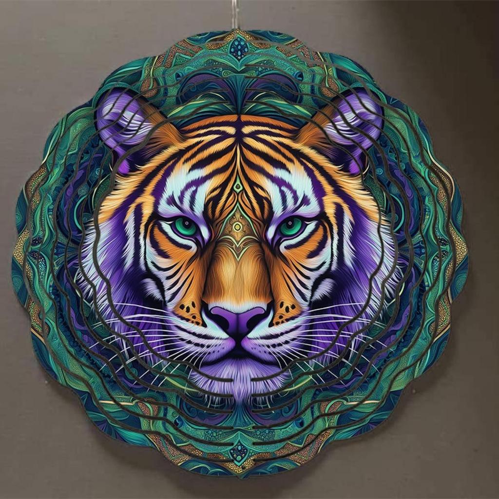 10-дюймовая ветряная музыка с яркими животными и 2D-дизайном мандалы, не требует внешнего питания - Красочный декор для сада и улицы