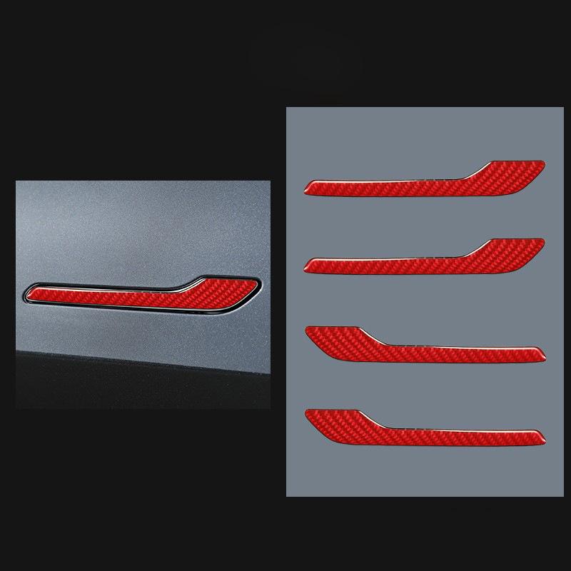 Наклейки на внешние ручки дверей из черного карбона для Tesla Model 3/Y (2017-2022 гг.)
