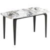 Dining Table for 4, Modern Kitchen Table with Sintered Stone Tabletop, Metal Legs, White