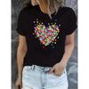 Summer Round Neck 3D Heart Graphic Print Top Fashionable Casual Short Sleeved Women's T-shirts