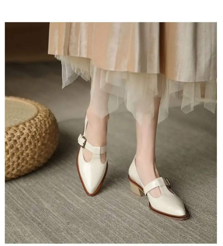 Мода 2024 года, новые женские туфли Мэри Джейн, женские туфли на высоком каблуке, модные туфли с пряжкой и ремешком для офиса и карьеры, высококачественные туфли с острым носком для женщин