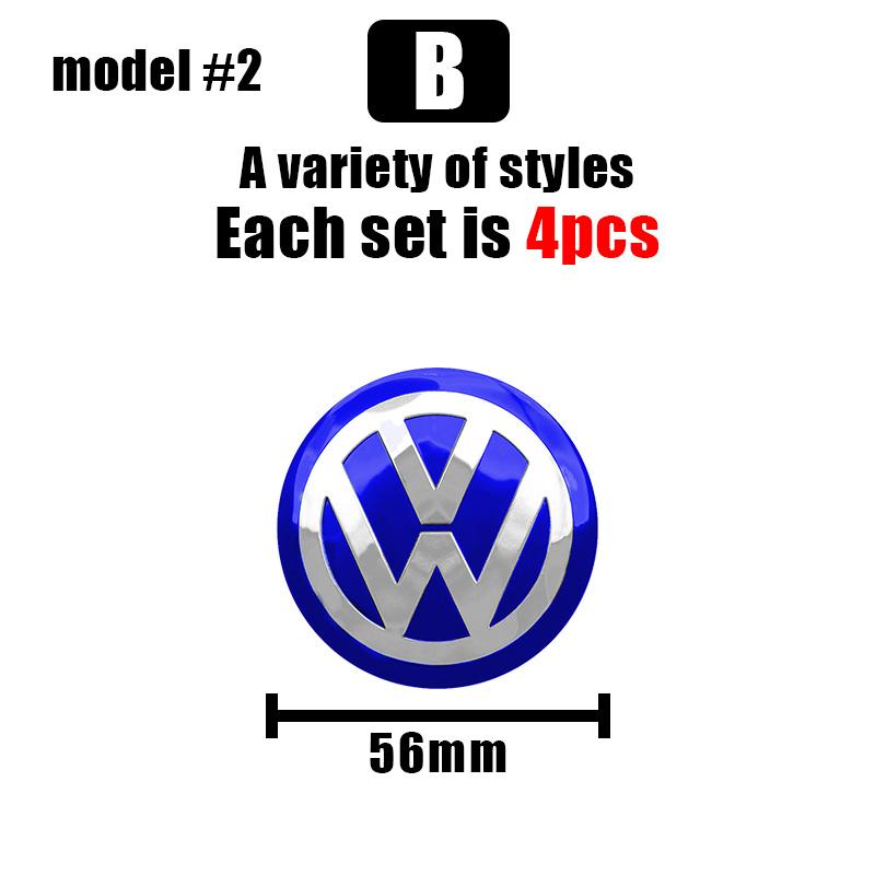 4pcs 56/60/65mm Volkswagen Car Wheel Center Cover Stickers Hub Cap For VW R Golf Touran Octavia Motion GTI Polo Auto Accessories