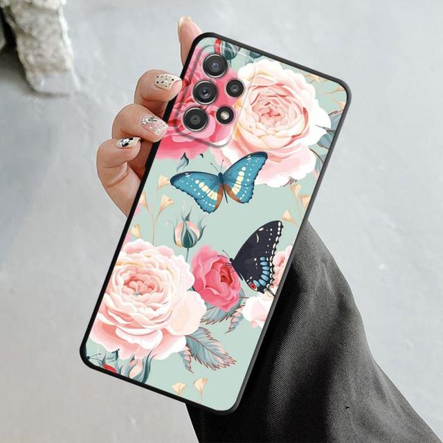 Роскошный эстетический чехол с бабочкой и розой для Samsung Galaxy A14 A73 A53 A71 A51 A31 A33 A22 A12 A21s A13 A32 A52s A72 A52 A23