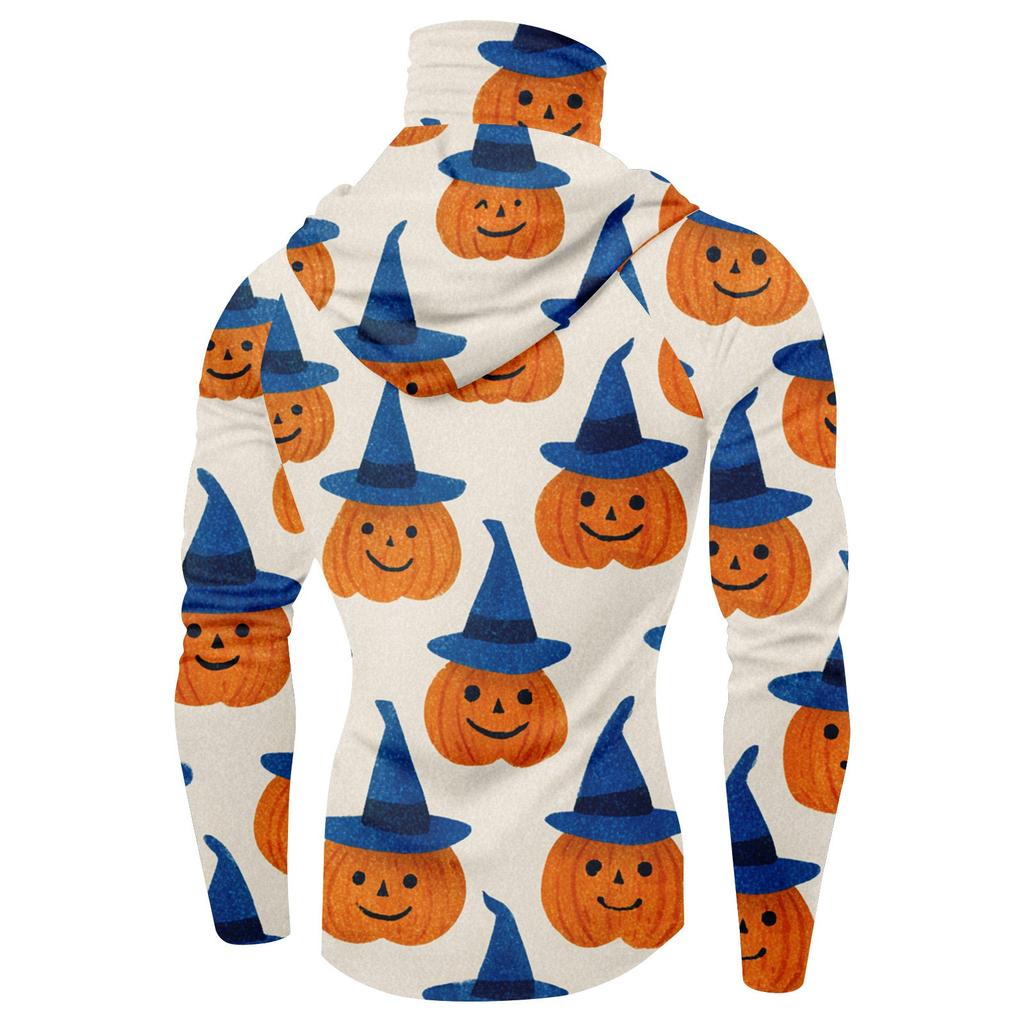 Мужская худи реглан для рыбалки с принтами на Хэллоуин - UPF 50+ УФ защита, длинный рукав, солнцезащитная рубашка с сетчатым козырьком