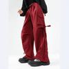 Windproof Overalls Women's Autumn and Winter Thickened Straight High-waisted Retro Wide-leg Hiking Pants, Parachute Charging Pants
