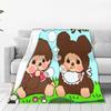 M-Monchhichis Flannel Blanket Autumn meme Soft Warm Throw Blanket for Child Living Room Comfortable Bedspread Sofa Bed Cover