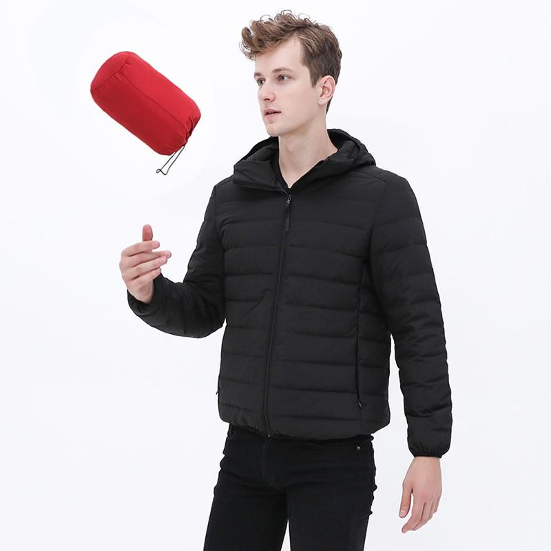 Mens Lightweight Hooded Down Jacket 2026 Fall Winter Short Puffer Coat 85-90% White Duck 600 Fill Power