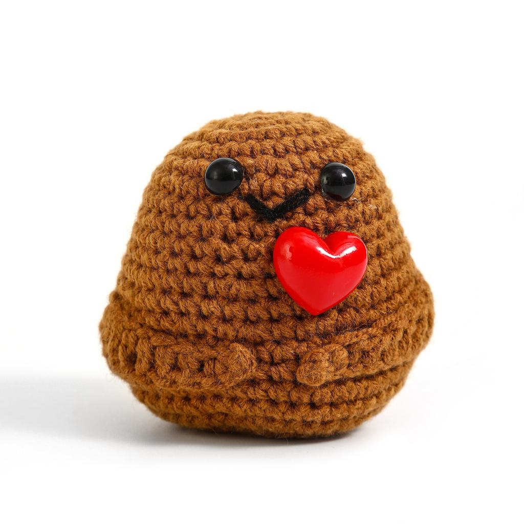 Positive Crochet Potato Doll with Card Handmade Knitted Emotional Support Hug Pocket Cucumber Ornament Room Decor Christmas Gift