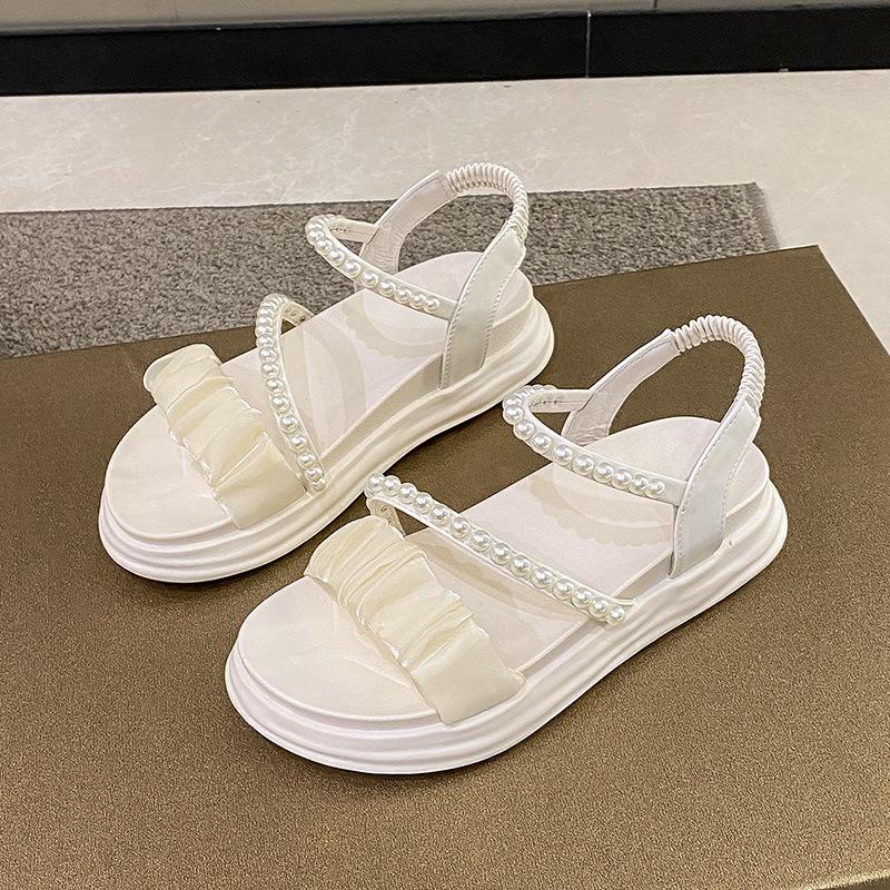 Новая корейская версия повседневной моды: нескользящие сандалии с жемчужинами на толстой подошве