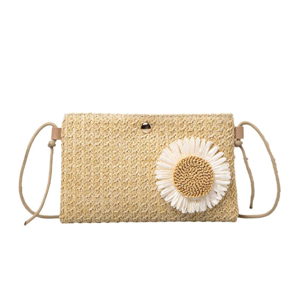 Yogodlns Вязаный цветочный летний пляжный женский клатч цвета хаки из ротанга, плетеная женская соломенная сумка, регулируемая сумка на плечо