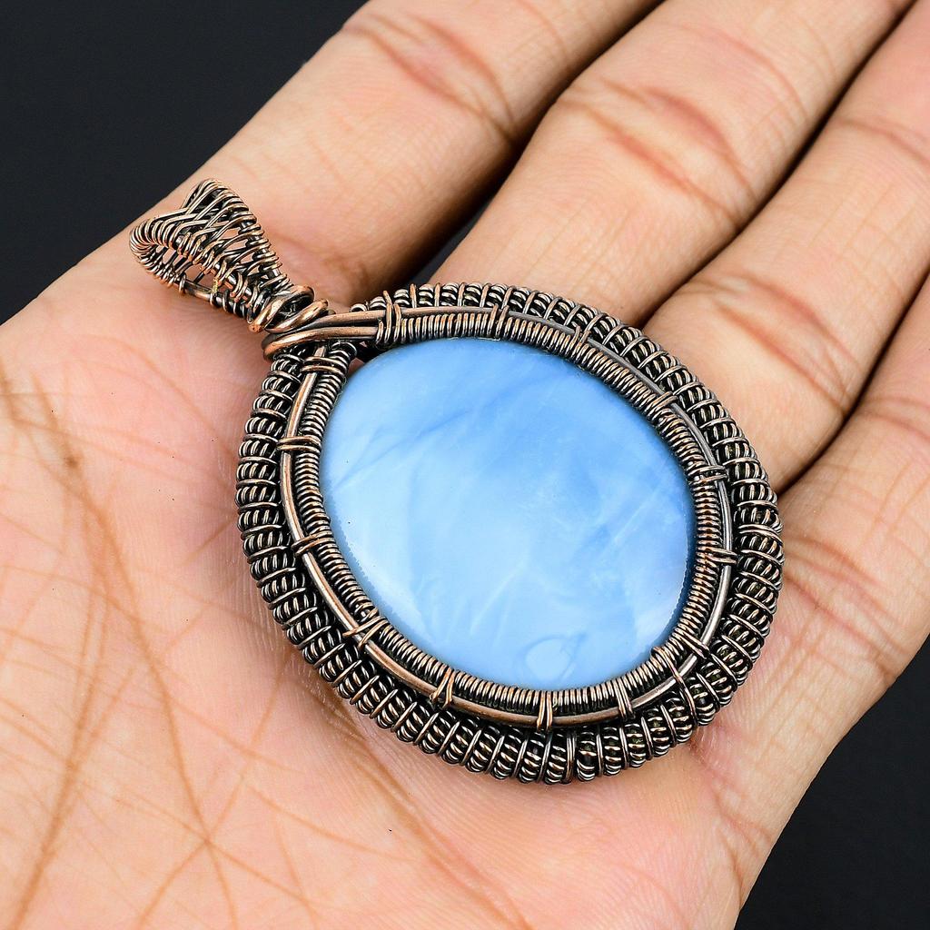 Подвеска с опалом Оуайхи, Ювелирное изделие, обернутое медной проволокой 999 пробы, Подвеска с драгоценным камнем, Подарок для нее, Изящное ювелирное изделие ручной работы