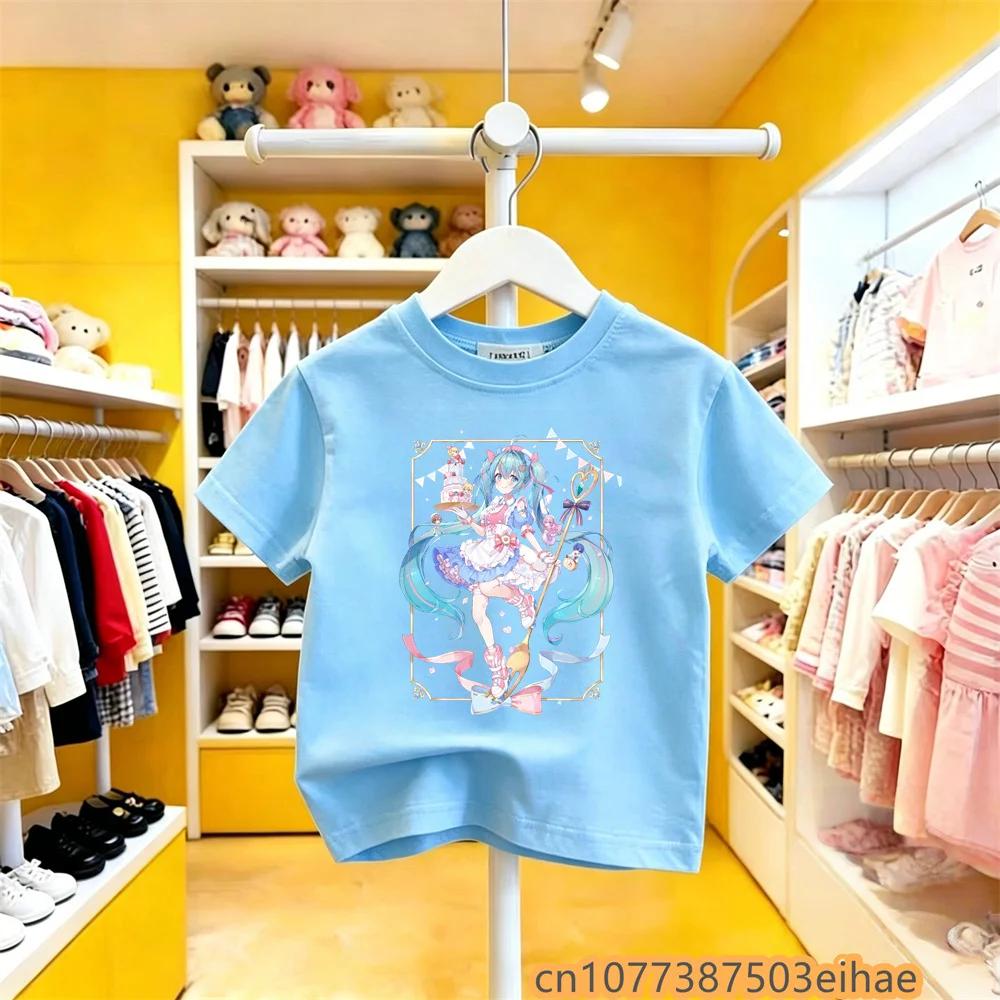 Hatsune Miku Future MIKU Line New Design Pure Cotton Printed Short Sleeve Casual Breathable T Shirt For Boys Girls Home Wear