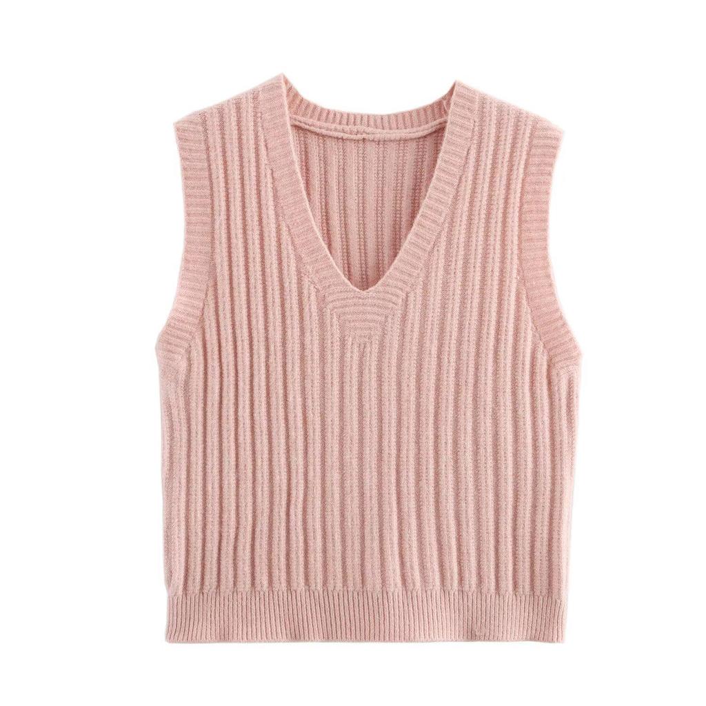Ladies’ 2025 Spring V-Neck Slim Knit Vest - European & American Style