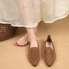 Spring and Autumn New Outwear Solid Color Shallow Pointed Toe Shoes Women's Knitted Comfort Flat Shoes Women