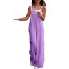 Lady Jumpsuit Collarless Spaghetti Strap Backless Sleeveless Loose Wide Leg Full Length Overalls Casual Daily Wear Outfit