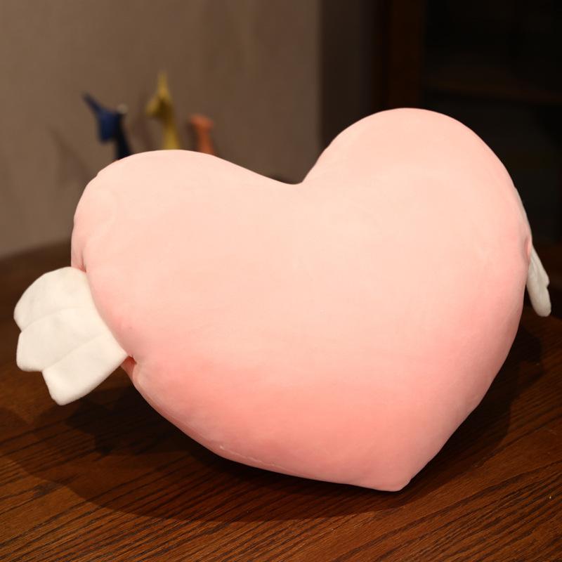Cartoon Love Pillow Plush Toy Girl Heart Angel Wings Pillow Heart-Shaped Doll for Girlfriend Birthday Gift