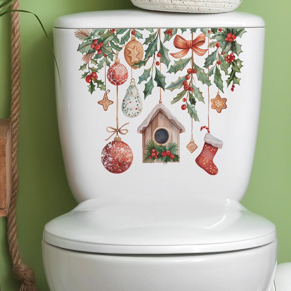 Christmas Snowman Toilet Lid Decal - Waterproof, Self-Adhesive PVC Bathroom Sticker for Festive Holiday Decor,Best for Christmas