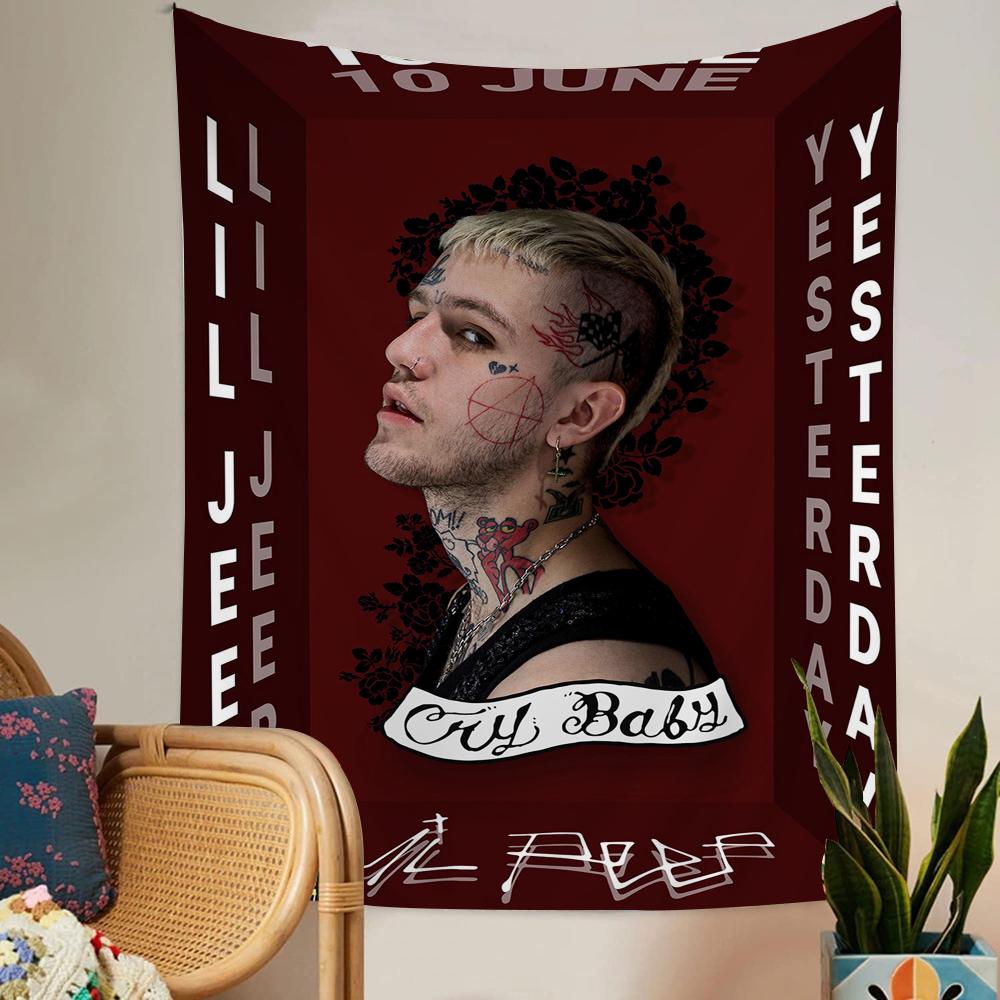 Певец Lil Peep Гобелен Искусство Печать Искусство Научная Фантастика Комната Домашний Декор Домашний Декор
