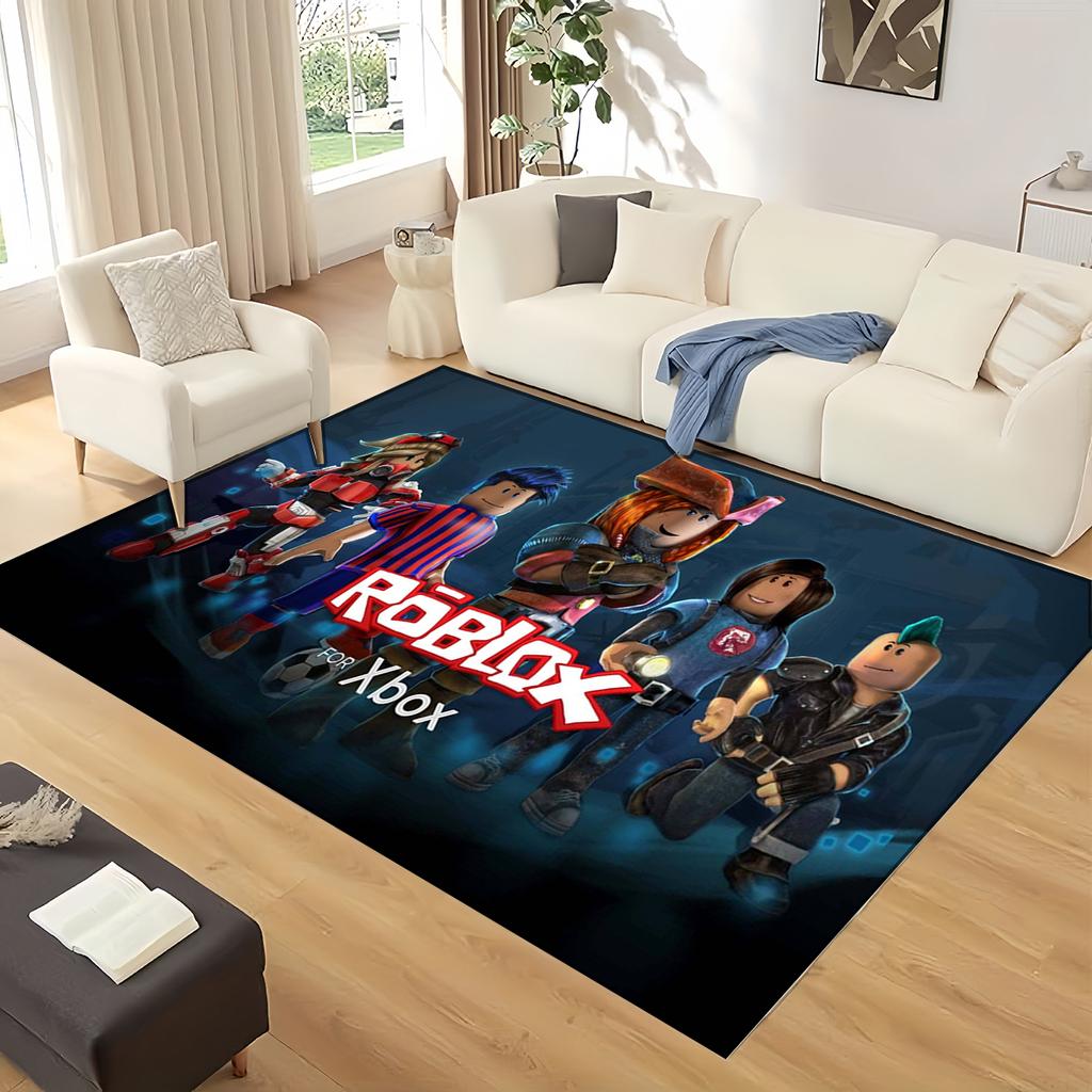 3D R-Robloxs Cartoon Block Game Style Large Carpet – Non-Slip Soft Floor Mat for Living Room, Bedroom, Playroom & Birthday Gift