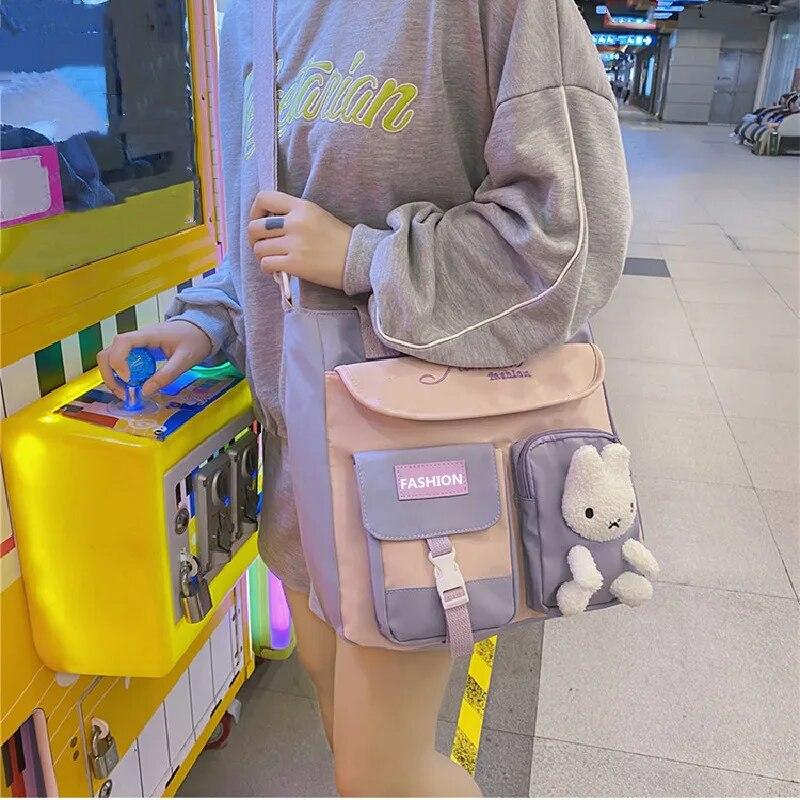 Женские школьные сумки-мессенджеры для женщин, сумки для девочек-подростков, парусиновая сумка с героями мультфильмов, водонепроницаемая нейлоновая сумка-тоут, сумки-ранцы