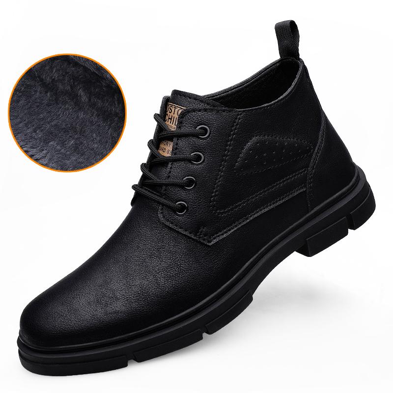 Winter Boots Men Sneakers Genuine Leather Warm Fur Ankle Boots Casual Shoes Men's Ankle Boots Cowboy Tooling