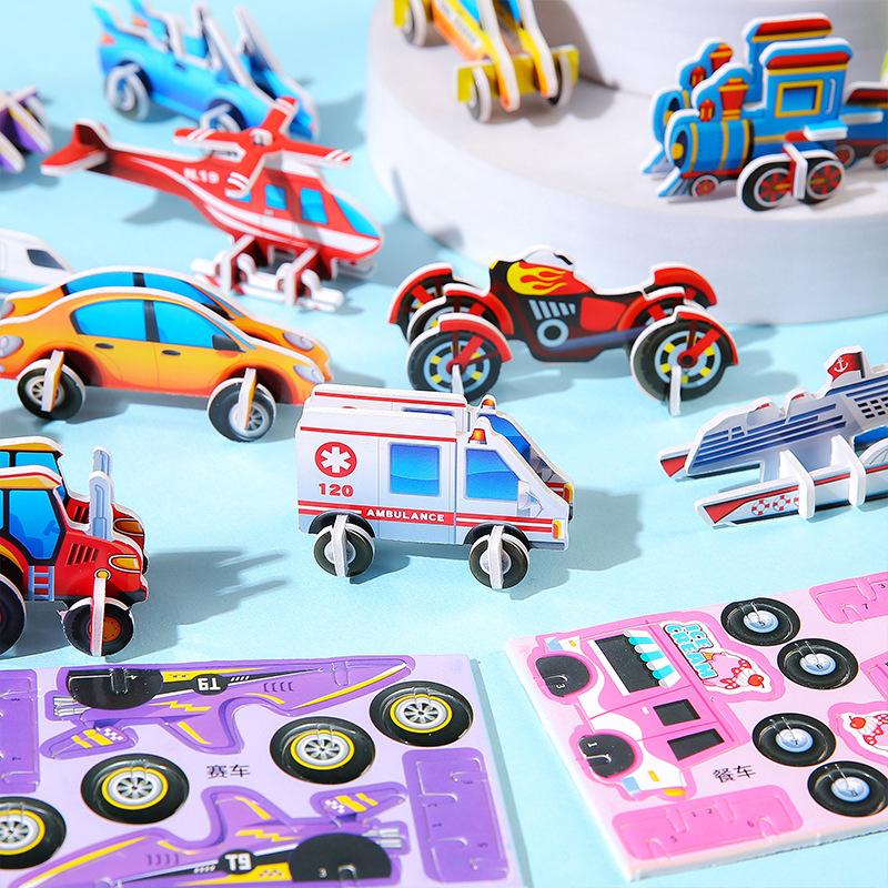 30Pcs 3D Cartoon Car Paper Jigsaw Puzzle Construction Truck Toys Kids Birthday Party Favors Gift for Guests Goodie Pinata Filler