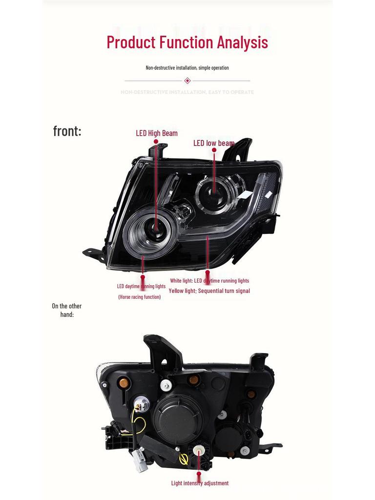 LED Headlight Assembly with Flowing Turn Signal for 09-21 Pajero V93/V87/V97
