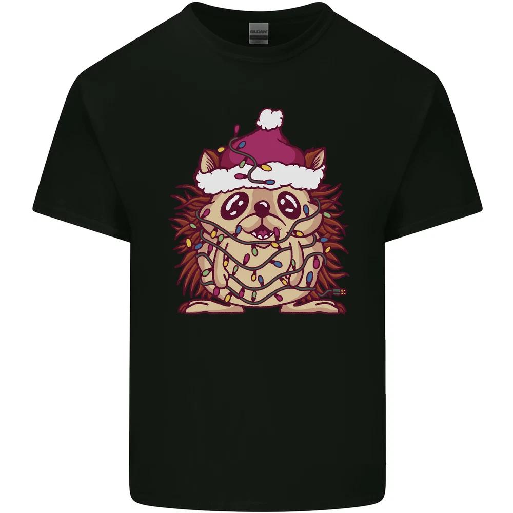 Christmas Hedgehog Wearing an Xmas Hat Unisexs Light Cotton TShirt