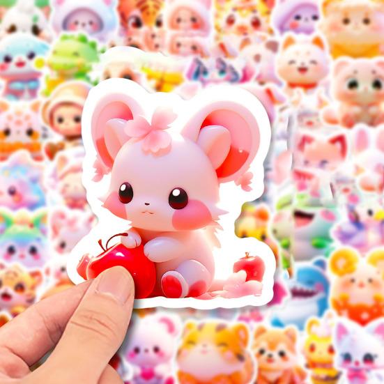 50Pcs Cute Animal Stickers Self-Adhesive Removable Waterproof Easy-Peel Laptop Scrapbook Notebook Skateboard Decals