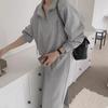 Korean Chic Retro Sweater & Slit Skirt Set with Half Zipper & Drawstring