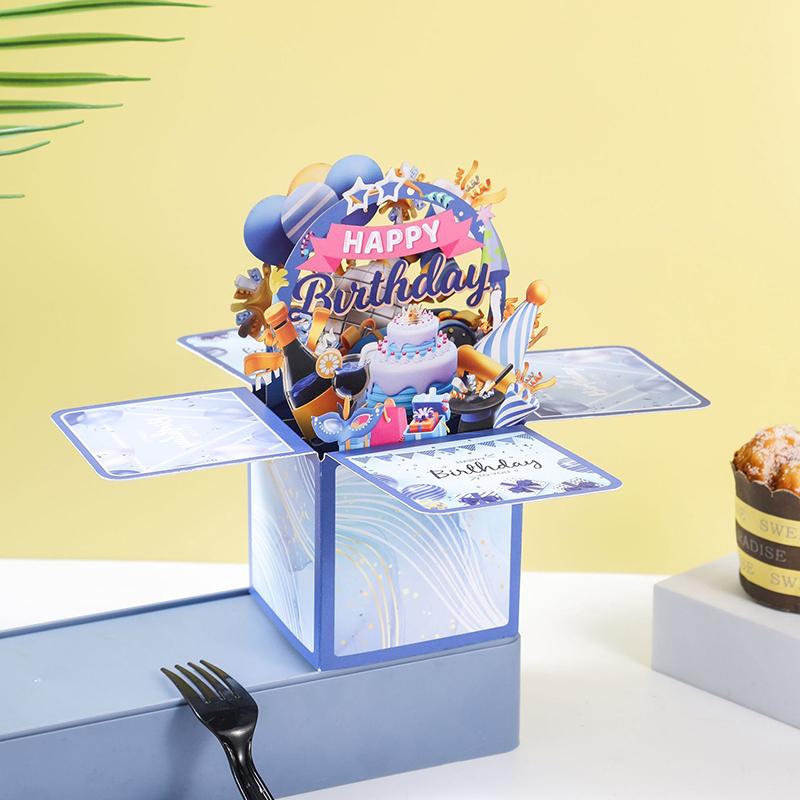 3D Pop Up Happy Birthday Greeting Card Gift Greeting Cards For Birthday With Envelope Blessing Postcard Party Gifts