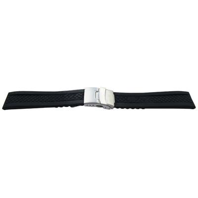 Bracelet De Montre - MY-MONTRE - 22mm Silicone - Noir - Boucle De Sécurité Inox - Compatible 20-22mm