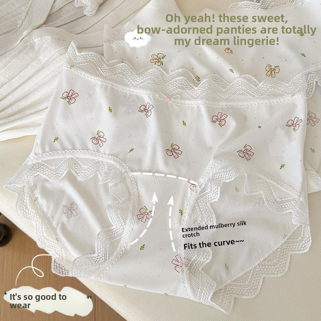 Девочки Весна и Лето Новые Кружевные Кружевные Дышащие Более Длинные Антибактериальная Ластовица Талия Треугольные Трусы