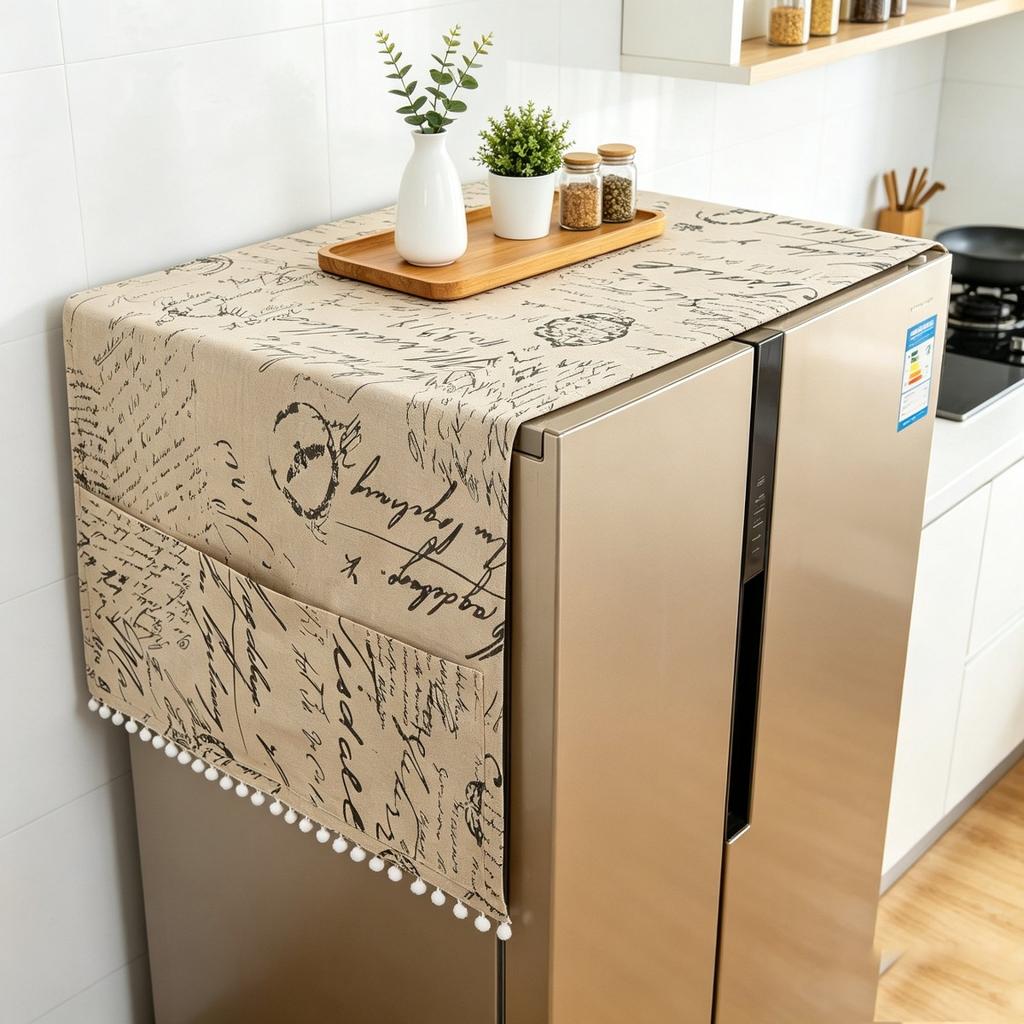 70X170cm Cotton Linen Multi Functional Refrigerator Dust Cover