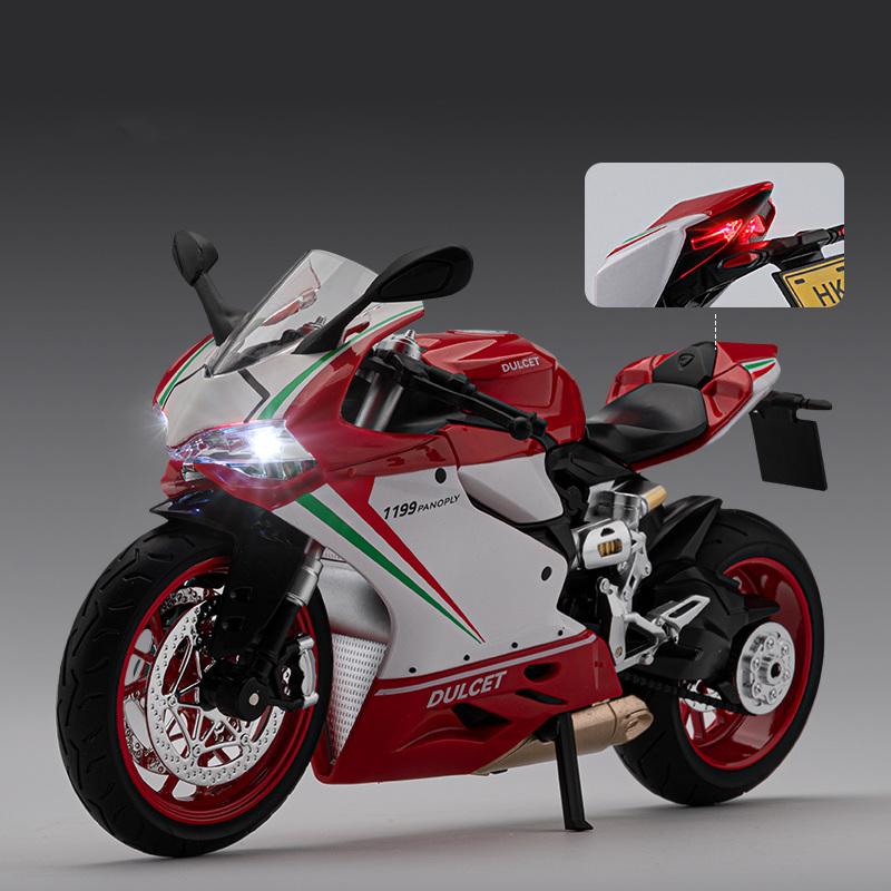 1:9 1199 Panigale Спортивная модель мотоцикла из сплава Металлические литые игрушки Модель мотоцикла для уличных гонок Звук и свет Детский подарок